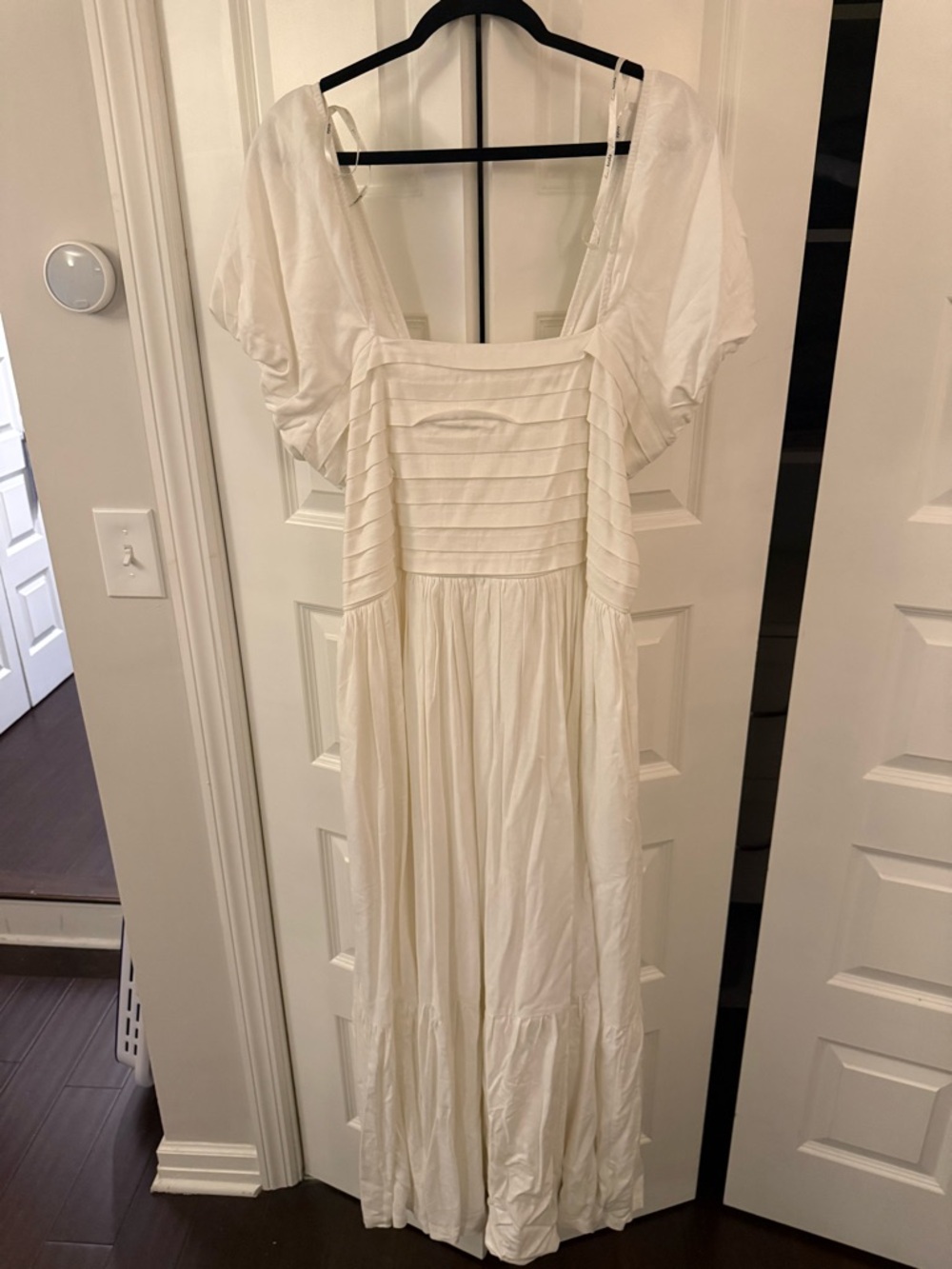 ARULA White Maxi Dress with Pleated Bodice